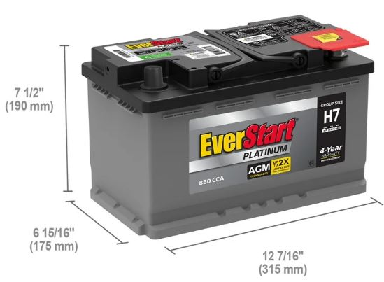 H7 Battery Dimensions